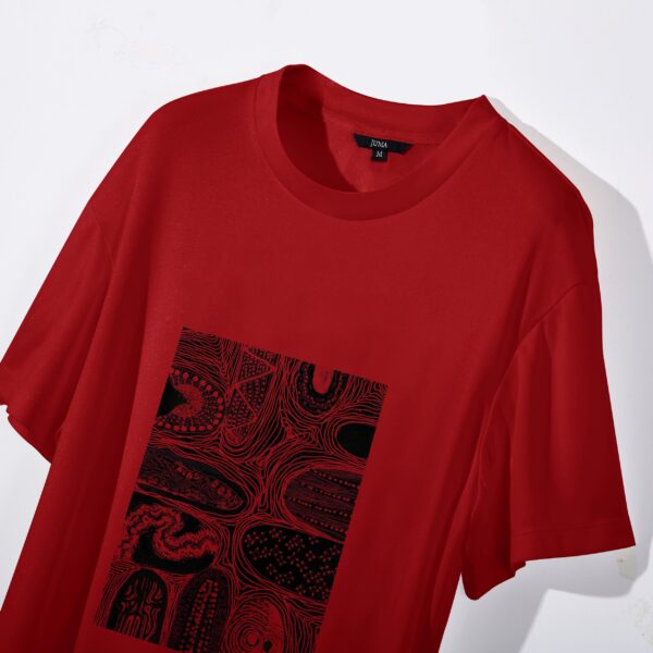 Shuhs Print 5 T-Shirt - 4 Recycled Water Bottles -Red - Image 3