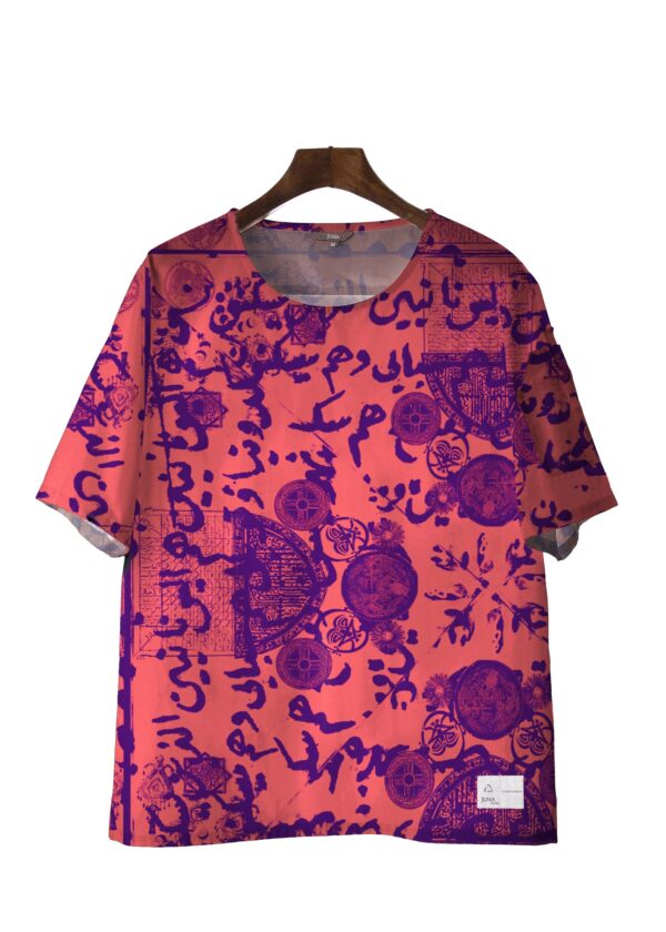 juma | Alpertalisman | printed | short sleeve shirt | pink | sustainable fashion | green fashion | recycled rpet fashion | sustainable design