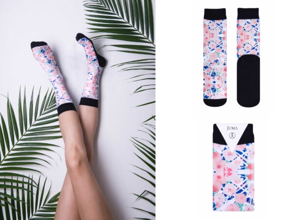 Unisex Peach Abstract Floral Socks - Image 4