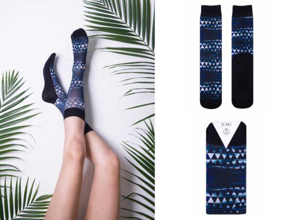 Unisex Dark Geometric Sunset Socks - Image 4