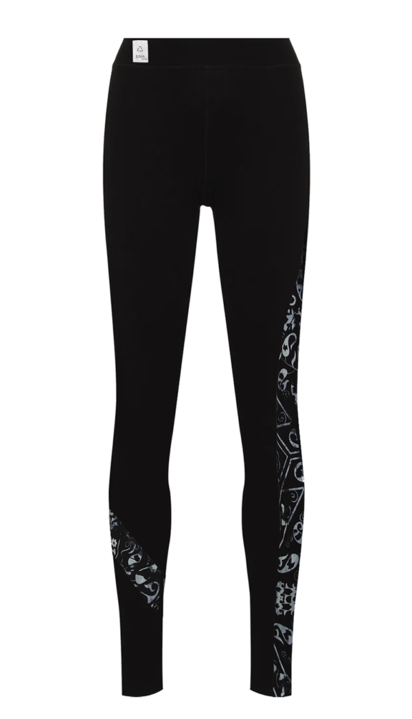 Print Panel Leggings - 6 Recycled Water Bottles - Black - Image 2