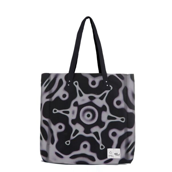 llnd | printed | tote | black | sustainable fashion | green fashion | recycled rpet fashion | sustainable design