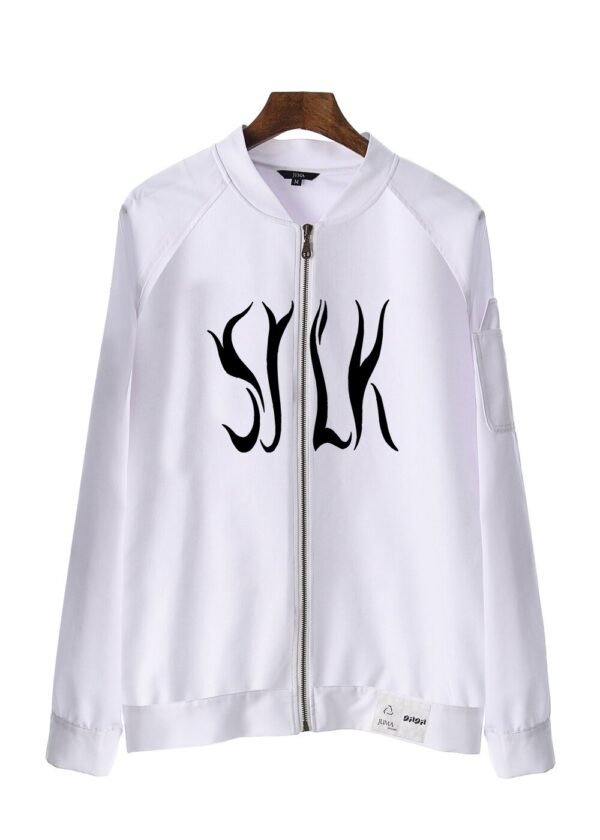 dada | SILK Printed | print | bomber | jacket | white | sustainable fashion | green fashion | recycled rpet fashion | sustainable design
