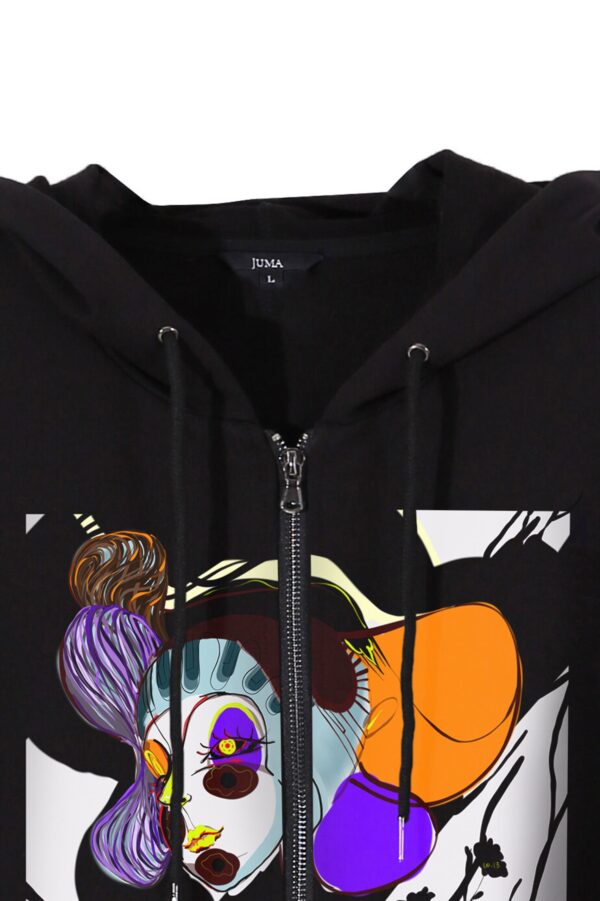 Reynard | print 4 | zip-up | hoodie | black | sustainable fashion | green fashion | recycled rpet fashion | sustainable design