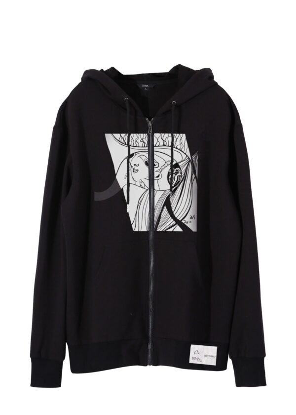 Reynard | print 2 | zip-up | hoodie | black | sustainable fashion | green fashion | recycled rpet fashion | sustainable design