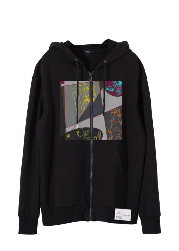 Reynard | print 3 | zip-up | hoodie | black | sustainable fashion | green fashion | recycled rpet fashion | sustainable design