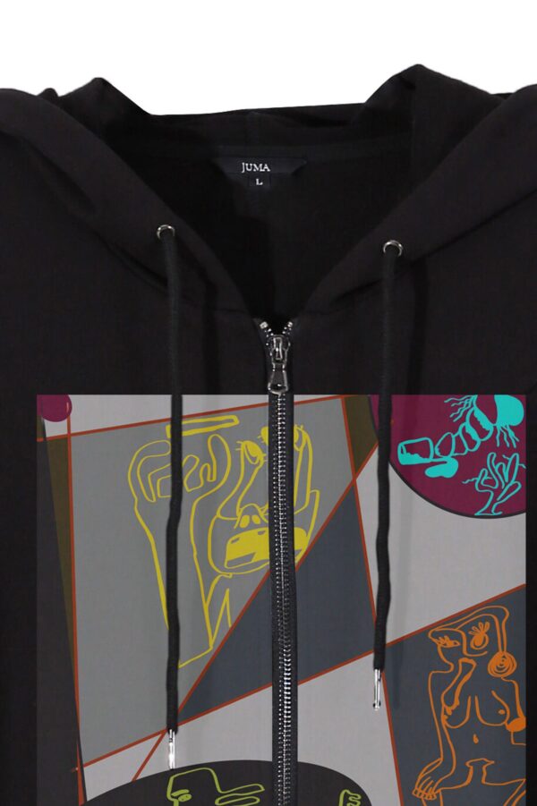 Reynard | print 3 | zip-up | hoodie | black | sustainable fashion | green fashion | recycled rpet fashion | sustainable design