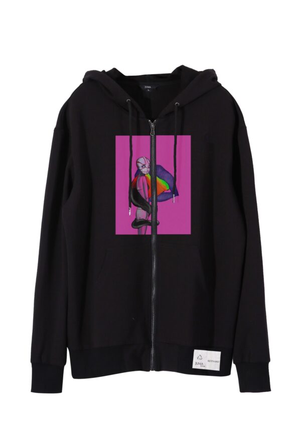 Reynard | print 5 | zip-up | hoodie | black | sustainable fashion | green fashion | recycled rpet fashion | sustainable design