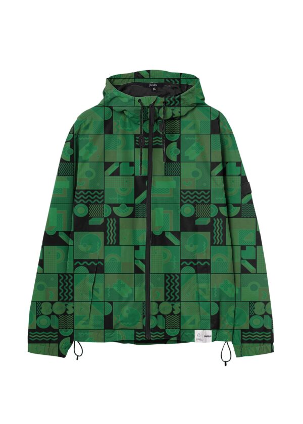 dada | DJ ozone | print | windbreaker | jacket | green | sustainable fashion | green fashion | recycled rpet fashion | sustainable design