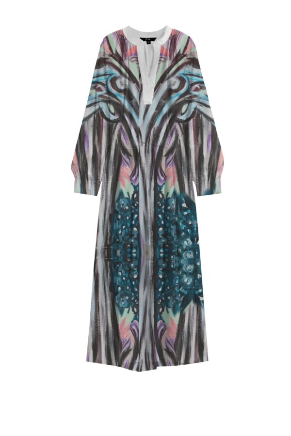 Juma | Nigel Nolan | long sleeve | dress | Floral pour Moonlight | printed | white | sustainable fashion | green fashion | recycled rpet fashion | sustainable design