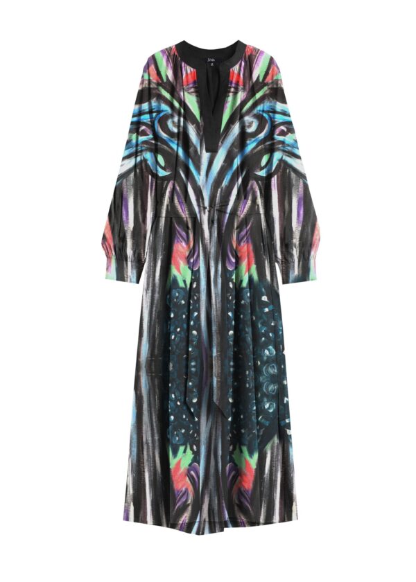 Juma | Nigel Nolan | long sleeve | dress | Floral pour Moonlight | printed | BLACK | sustainable fashion | green fashion | recycled rpet fashion | sustainable design