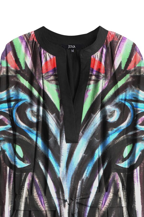 Juma | Nigel Nolan | long sleeve | dress | Floral pour Moonlight | printed | BLACK | sustainable fashion | green fashion | recycled rpet fashion | sustainable design