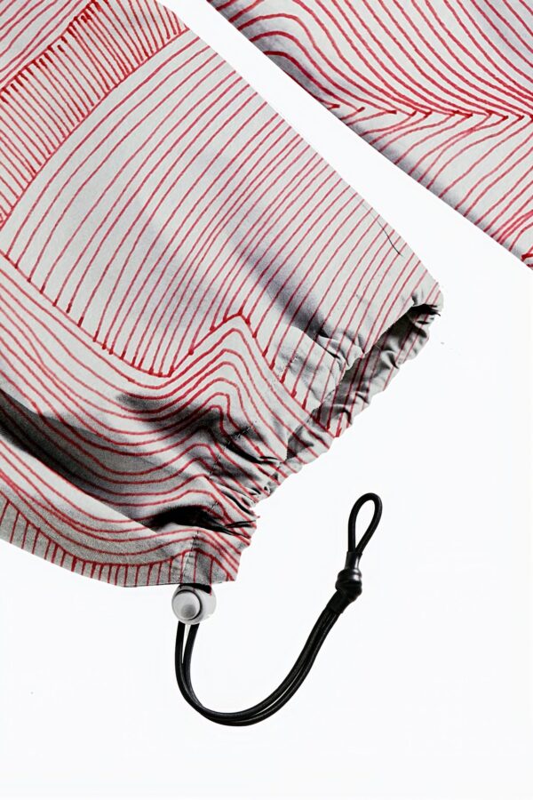 huan he | printed | parachute pants | red | sustainable fashion | green fashion | recycled rpet fashion | sustainable design