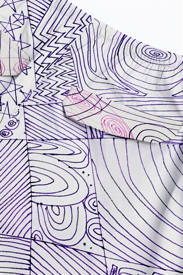 huan he | printed | parachute pants | violet | sustainable fashion | green fashion | recycled rpet fashion | sustainable design