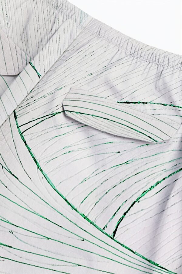 huan he | printed | parachute pants | green | sustainable fashion | green fashion | recycled rpet fashion | sustainable design