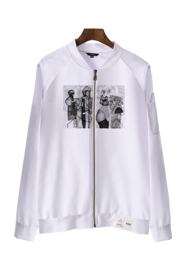 gefan liang | bomber jacket | white | sustainable fashion | green fashion | recycled rpet fashion | sustainable design