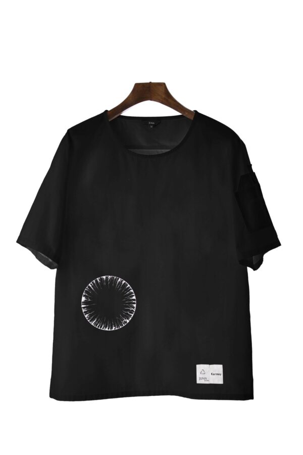 Karmay | dream catcher | printed | short sleeve shirt | black | sustainable fashion | green fashion | recycled rpet fashion | sustainable design