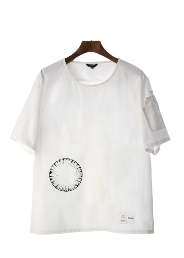 Karmay | dream catcher | printed | short sleeve shirt | white | sustainable fashion | green fashion | recycled rpet fashion | sustainable design