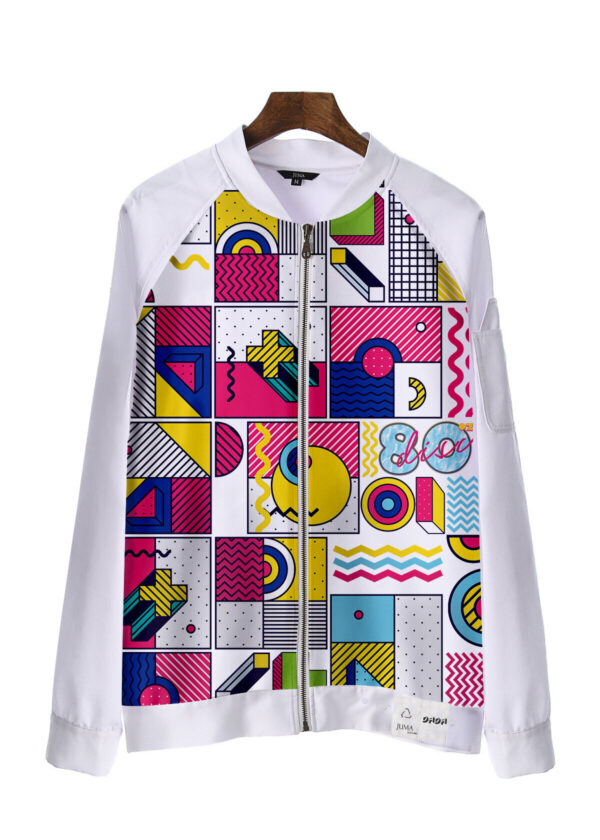 dada | DJ ozone | print | bomber | jacket | white | sustainable fashion | green fashion | recycled rpet fashion | sustainable design