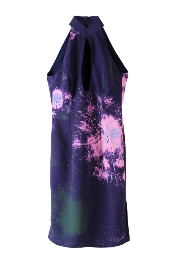 JUMA Dandelion Print Qipao Halter Dress- 12 Recycled Water Bottles - New Blue - Image 2