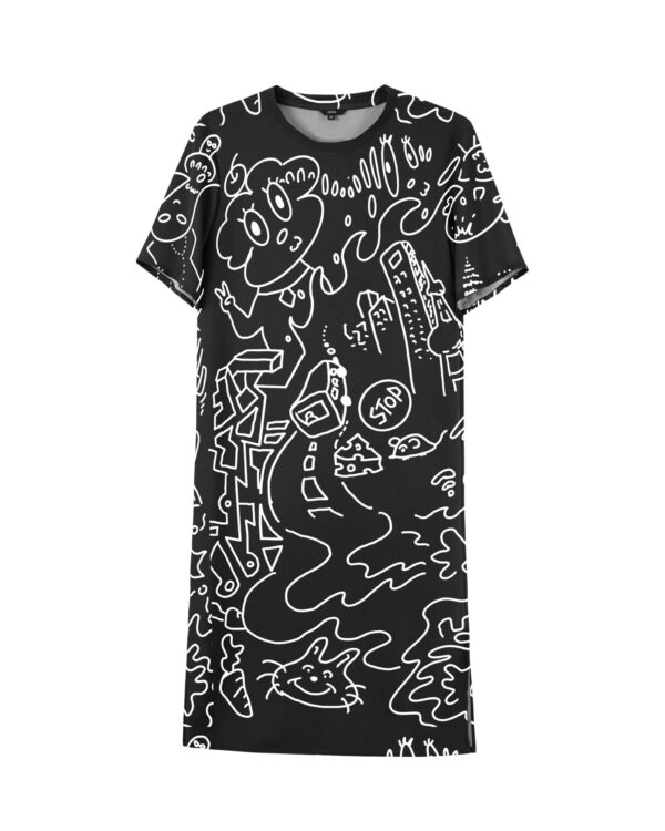 zb| print | slip | dress | black | sustainable fashion | green fashion | recycled rpet fashion | sustainable design