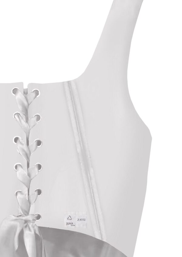 Juma| zayu | PRINT | CORSET | TOP | WHITE | sustainable fashion | green fashion | recycled rpet fashion | sustainable design