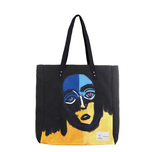 Juma | reynard| print1 | tote bag | black | sustainable fashion | green fashion | recycled rpet fashion | sustainable design