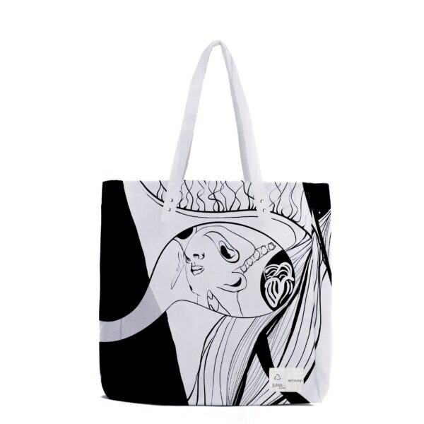 Juma | reynard| print2 | tote bag |white | sustainable fashion | green fashion | recycled rpet fashion | sustainable design