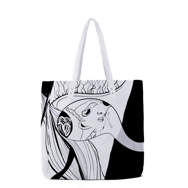 Juma | reynard| print2 | tote bag |white | sustainable fashion | green fashion | recycled rpet fashion | sustainable design