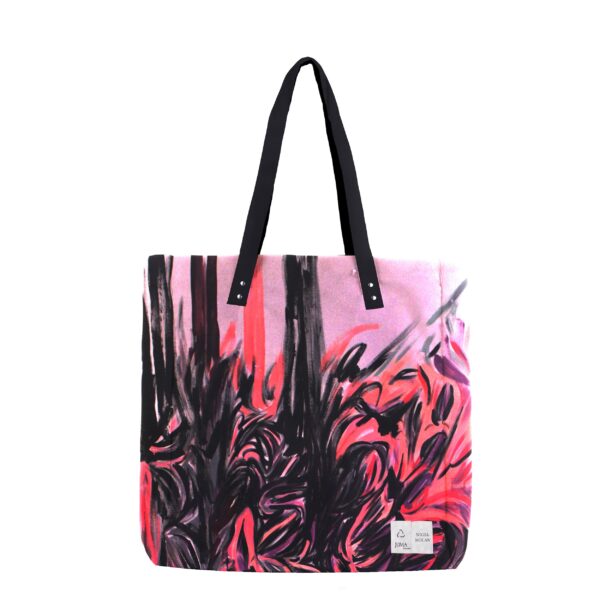 Juma | Nigel Nolan | tote bag | Flower for tragedy | print | PINK | sustainable fashion | green fashion | recycled rpet fashion | sustainable design