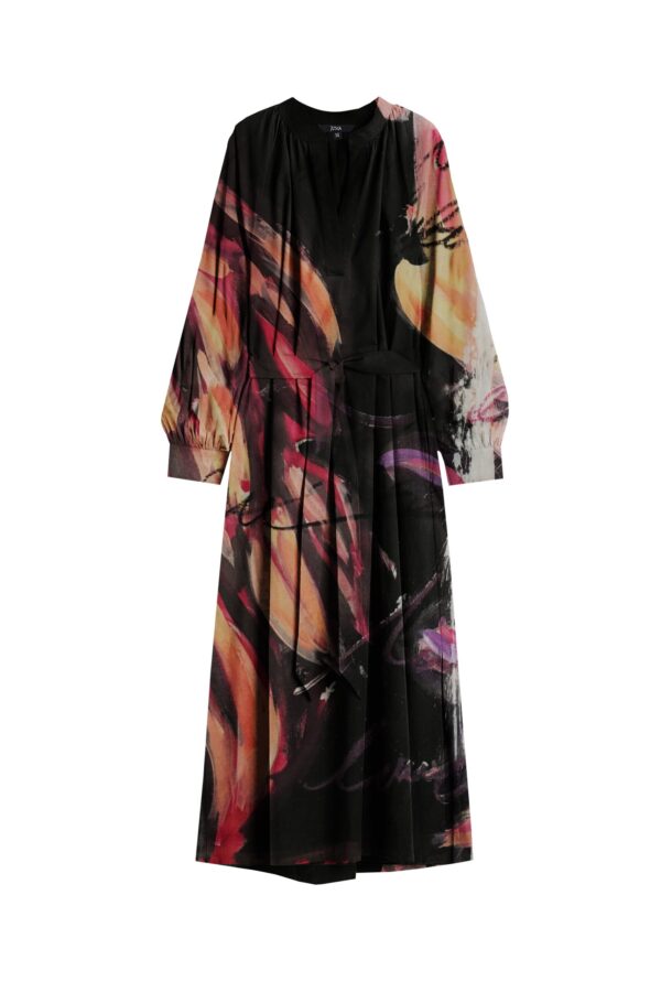 Juma | Nigel Nolan | long sleeve | dress | Flower for tragedy | printed | BLACK | sustainable fashion | green fashion | recycled rpet fashion | sustainable design