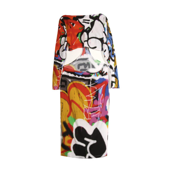 Freak City L.A. Full Sleeve Cut-Out Dress - 12 Recycled Water Bottles - White - Image 2