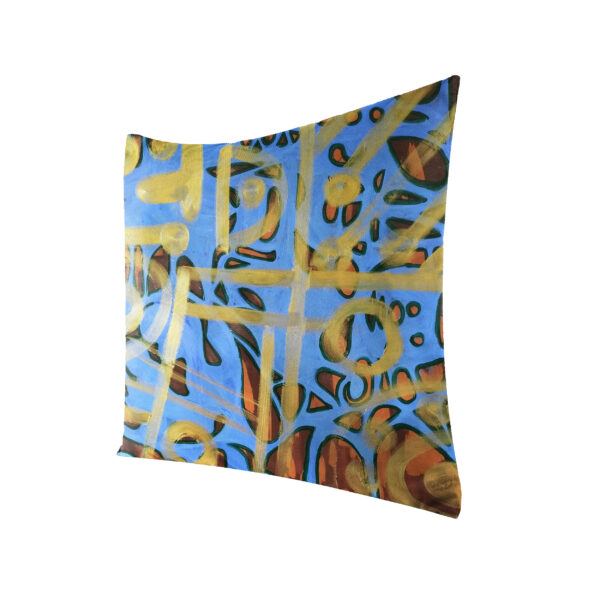 Juma | huan he| blue| square pillow | sustainable fashion | green fashion | recycled rpet fashion | sustainable design