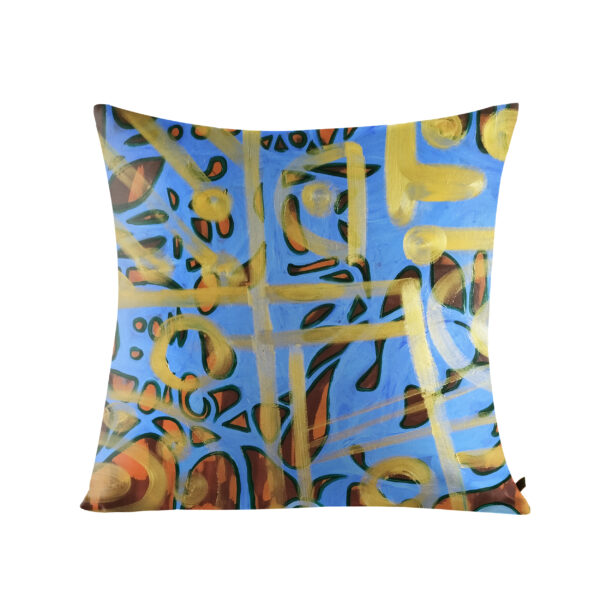 Juma | huan he| blue| square pillow | sustainable fashion | green fashion | recycled rpet fashion | sustainable design