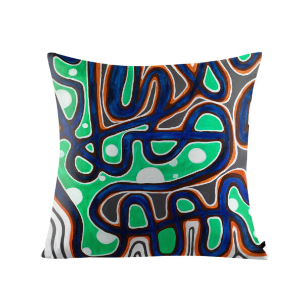 Juma | huan he| multi | square pillow | sustainable fashion | green fashion | recycled rpet fashion | sustainable design