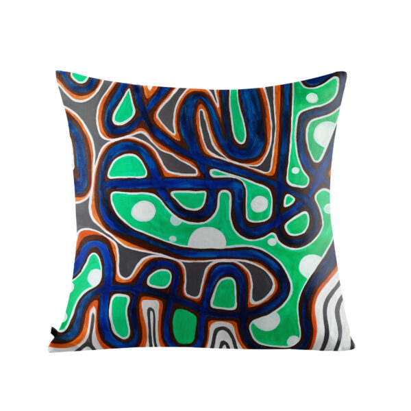 Juma | huan he| multi | square pillow | sustainable fashion | green fashion | recycled rpet fashion | sustainable design