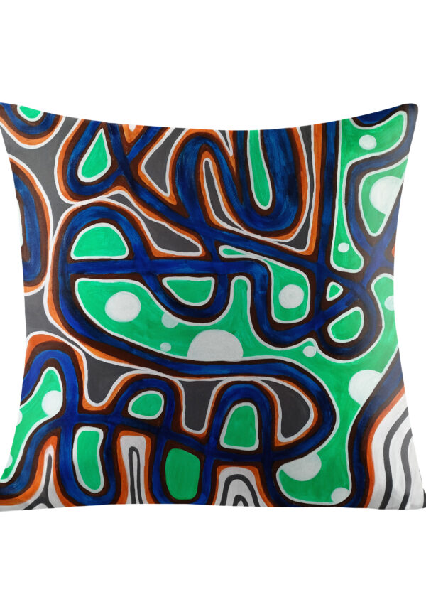 Juma | huan he| multi | square pillow | sustainable fashion | green fashion | recycled rpet fashion | sustainable design