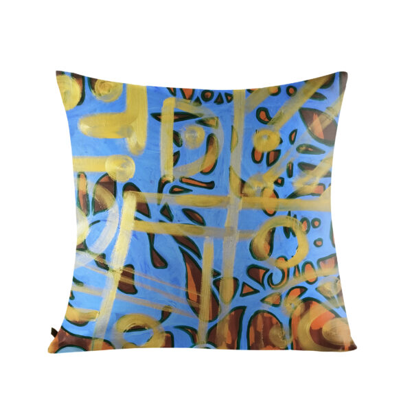 Juma | huan he| blue| square pillow | sustainable fashion | green fashion | recycled rpet fashion | sustainable design