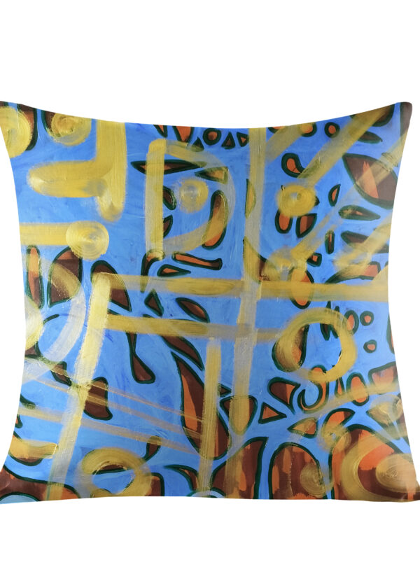 Juma | huan he| blue| square pillow | sustainable fashion | green fashion | recycled rpet fashion | sustainable design
