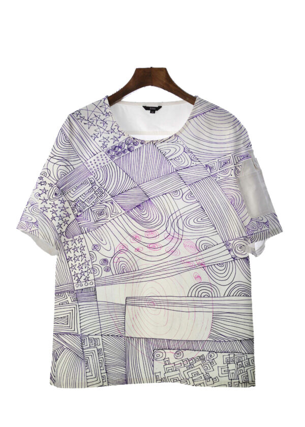 Juma | huan he| violet | short sleeve top | sustainable fashion | green fashion | recycled rpet fashion | sustainable design