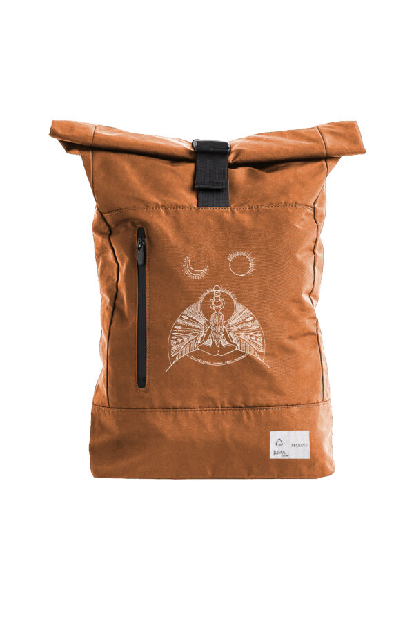 Marine Peacefulness Print Backpack - 6 Recycled Water Bottles - Orange