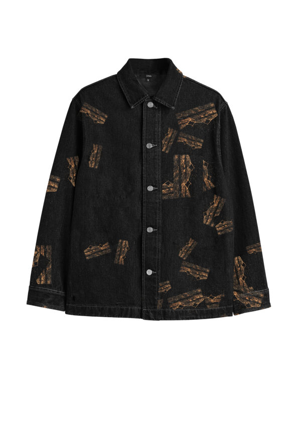 Duohan Zhang Printed Button Up Jacket - 8 Recycled Water Bottles - Black