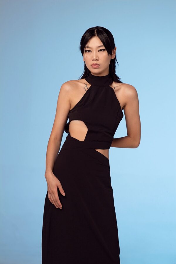 JUMA Cut-out Halter Dress - 18 Recycled Water Bottles - Black - Image 4