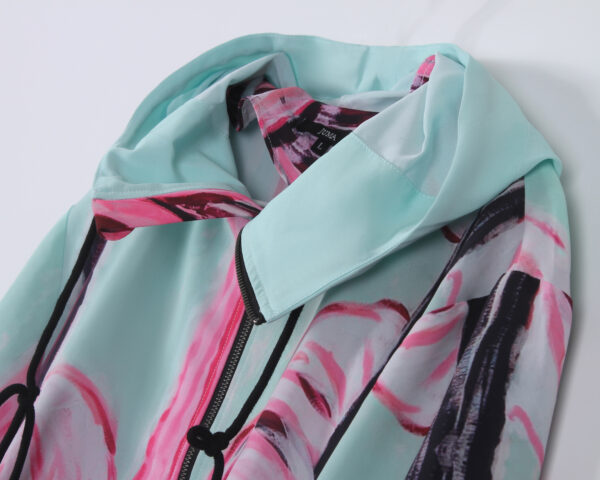 Nigel Nolan Floral Pour Print Hooded Anorack Windbreaker Jacket - 8 Recycled Water Bottles- Cyan - Image 5