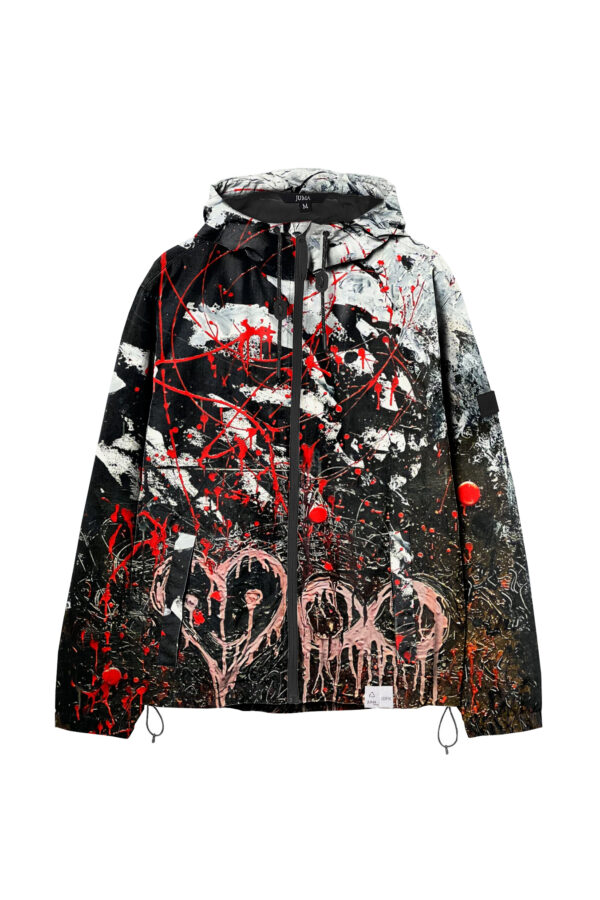 IDFK Print 1 Hooded Anorack Windbreaker Jacket - 8 Recycled Water Bottles- Black