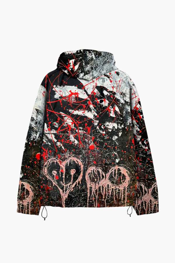 IDFK Print 1 Hooded Anorack Windbreaker Jacket - 8 Recycled Water Bottles- Black - Image 2