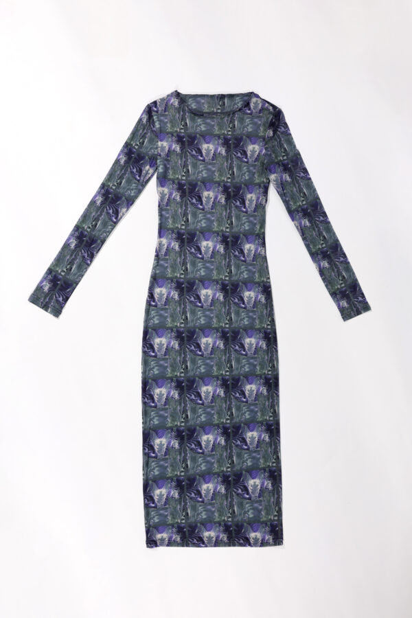 Ezzat Print 2 Mesh Dress- 15 Recycled Water Bottles - Blue - Image 2