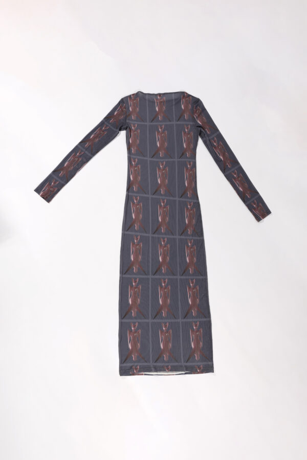 Ezzat Print 1 Mesh Dress- 15 Recycled Water Bottles - Charcoal - Image 2